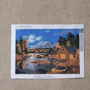Finished Diamond Art Painting No DAX0077 Cabin by the Lake(22)